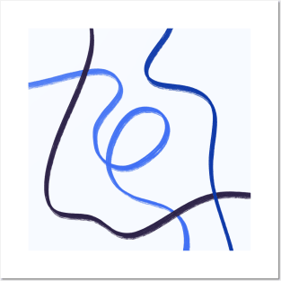 Blue Lines Abstract Modern Decor Posters and Art